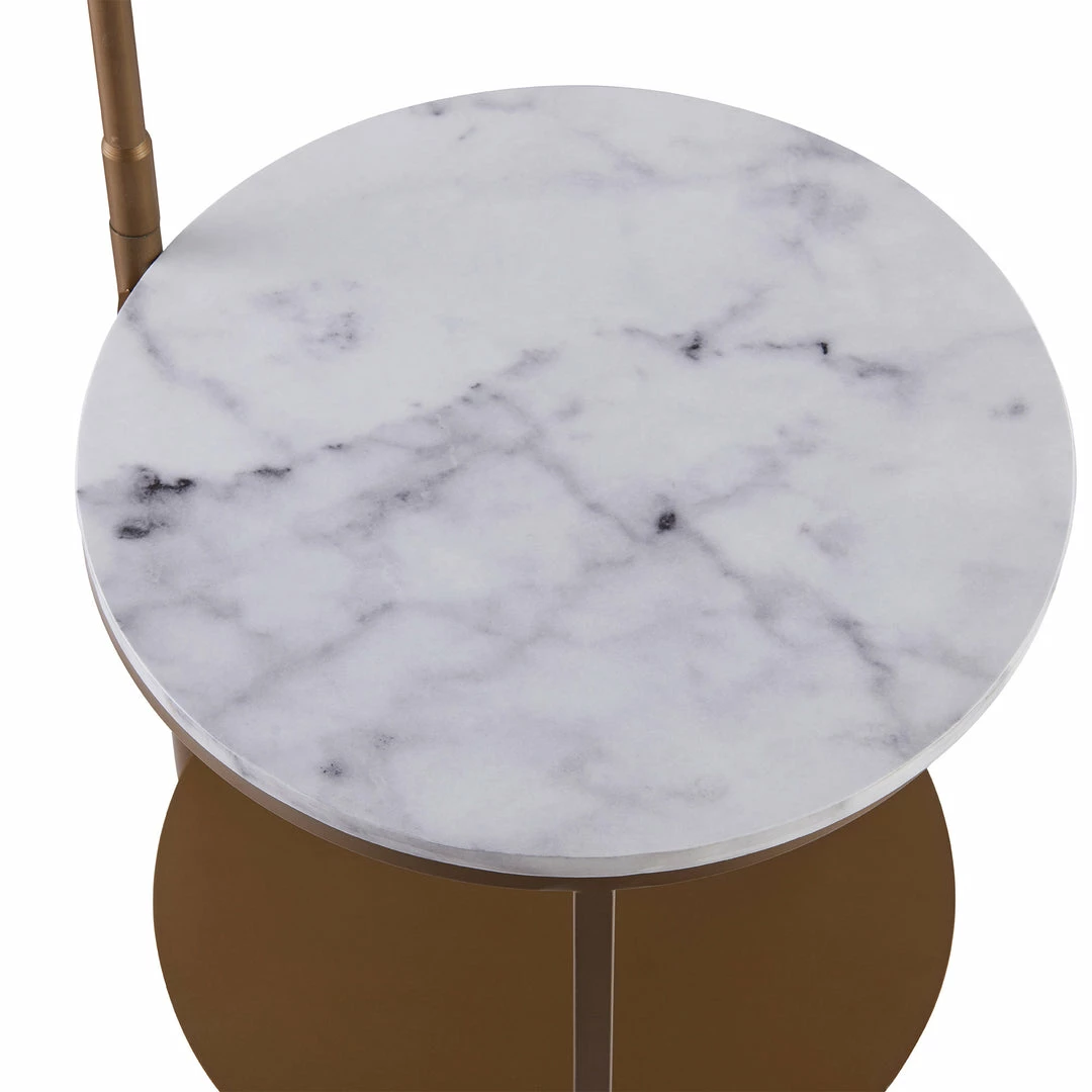 TeamsonUS Teamson Home Lilah Floor Lamp With Faux Marble Tray Table And Built-In USB Port, White/Brass