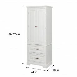 TeamsonUS Teamson Home St. James Wooden Linen Tower Cabinet With 2 Drawers, White
