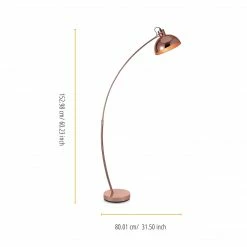 TeamsonUS Teamson Home Arco Floor Lamp With Bell Shade, Rose Gold