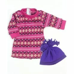 TeamsonUS Sophia's - 18" Doll - Pink Fair Isle Dress, Purple Hat