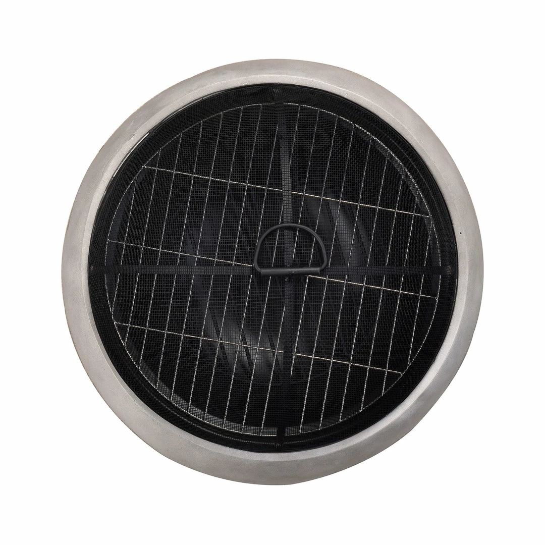 TeamsonUS Teamson Home 21" Outdoor Round Stone Wood Burning Fire Pit With Faux Concrete Base, Gray