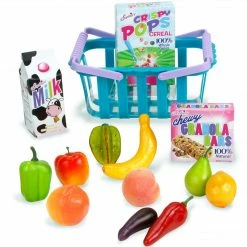 TeamsonUS Kids Sophia's 14 Piece Grocery Basket Food Set For 18'' Dolls, Multicolor
