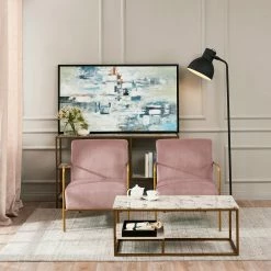 TeamsonUS Teamson Home Chelsea Armchair With Gold-Finished Metal Legs, Mauve