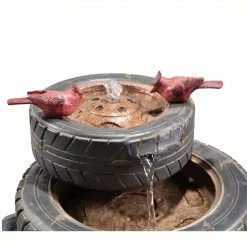 TeamsonUS Teamson Home Outdoor Stacked Aged Tires Fountain