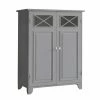 TeamsonUS New Teamson Home Dawson Contemporary Wooden Floor Storage Cabinet With Two Doors, Gray