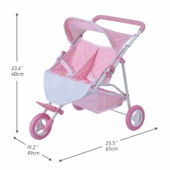 TeamsonUS Olivia's Little World Twinkle Stars Princess Deluxe Baby Doll Stroller, Pink/White