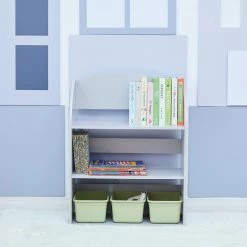 TeamsonUS New Fantasy Fields Child Sized Bookcase With 3 Shelves, Gray