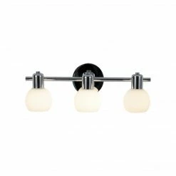 TeamsonUS Teamson Home Bathroom Vanity Triple Sconce Light With 3 Frosted Shades, Chrome Fixture