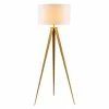 TeamsonUS Teamson Home Romanza 62" Postmodern Tripod Floor Lamp With Drum Shade, Matte Gold/White