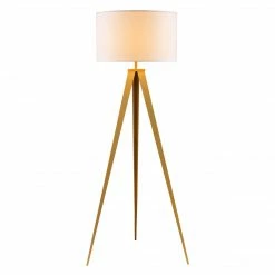TeamsonUS Teamson Home Romanza 62" Postmodern Tripod Floor Lamp With Drum Shade, Matte Gold/White