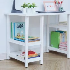 TeamsonUS New Fantasy Fields Wooden Play Desk With Shelves And Chair, White