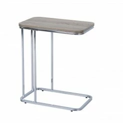 TeamsonUS Teamson Home Cora 20" C-Table With Wood Grain Finish And Metal Base, Brown