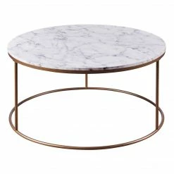 TeamsonUS Teamson Home Marmo Modern Marble-Look Round Coffee Table, Marble/Brass