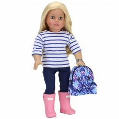 TeamsonUS Kids Sophia's Doll-Sized Backpack In Ikat Print For 18 Inch Doll, Blue