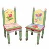 TeamsonUS Fantasy Fields Kids Painted Wooden Magic Garden Chairs, Set Of 2, Multicolor
