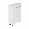 TeamsonUS Teamson Home Narrow Cabinet With Storage Drawers And Towel Bar 6.5" L X 25" H, White