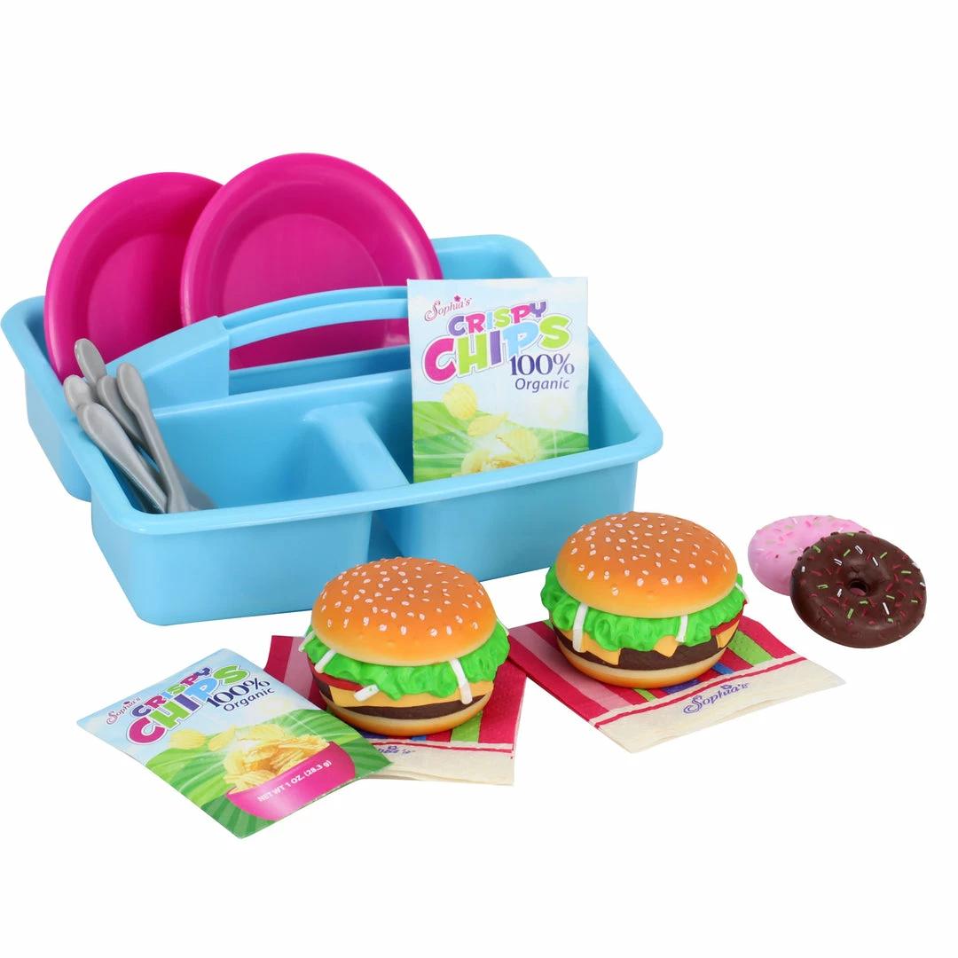TeamsonUS Sophia's 17 Piece Picnic Caddy & Food Set For 18" Dolls, Multicolor