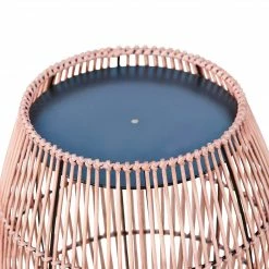 TeamsonUS Teamson Home Large Round Outdoor Patio Bamboo Side Table With Iron Top, Brown