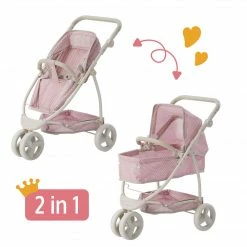 TeamsonUS Olivia's Little World Polka Dots Princess 2-in-1 Baby Doll Stroller, Pink