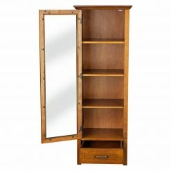 TeamsonUS Teamson Home Avery Wooden Linen Tower Cabinet With Storage, Oiled Oak