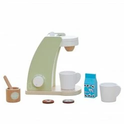 TeamsonUS New Teamson Kids Little Chef Frankfurt 8 Piece Wooden Play Kitchen Coffee Machine Set, Green
