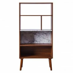 TeamsonUS Teamson Home Kingston Wooden Bookcase With Marble-Look Top, Marble/Walnut