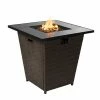 TeamsonUS Teamson Home Outdoor 30" Propane Gas Fire Pit Table With Rattan Base, Espresso
