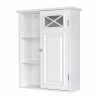 TeamsonUS Teamson Home Dawson Removable Wooden Wall Cabinet With Cross Molding, White