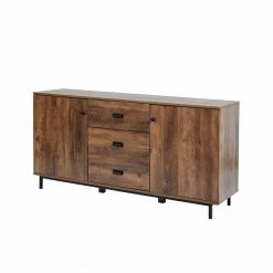 TeamsonUS Teamson Home Brooklyn Sideboard With Storage Plus Metal Legs And Handles, Brown
