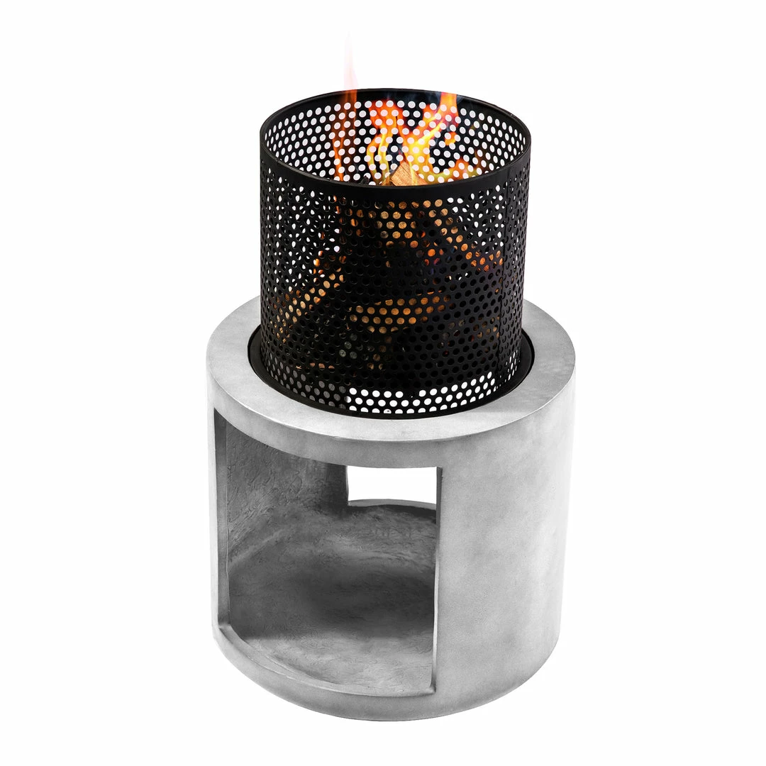 TeamsonUS Teamson Home Outdoor 16" Wood Burning Fire Pit With Decorative Log Storage Base, Gray/Black New