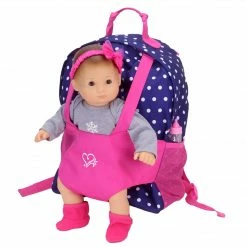 TeamsonUS Sophia's Polka Dot Backpack Carrier To Fit 15'' & 18'' Dolls, Navy