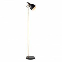 TeamsonUS Teamson Home Quincy Modern Monopod Floor Lamp With Antique Brass Finish, Black