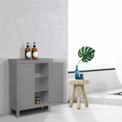 TeamsonUS Teamson Home Stratford Contemporary Wooden Floor Storage Cabinet With Two Doors, Gray