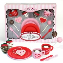 TeamsonUS Sophia's Dessert Set With Hot Cocoa For 18 Inch Dolls, Red/Pink Kids