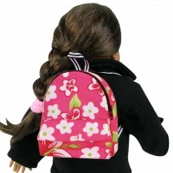 TeamsonUS Sophia's Flower Print Backpack For 18" Dolls, Hot Pink Kids