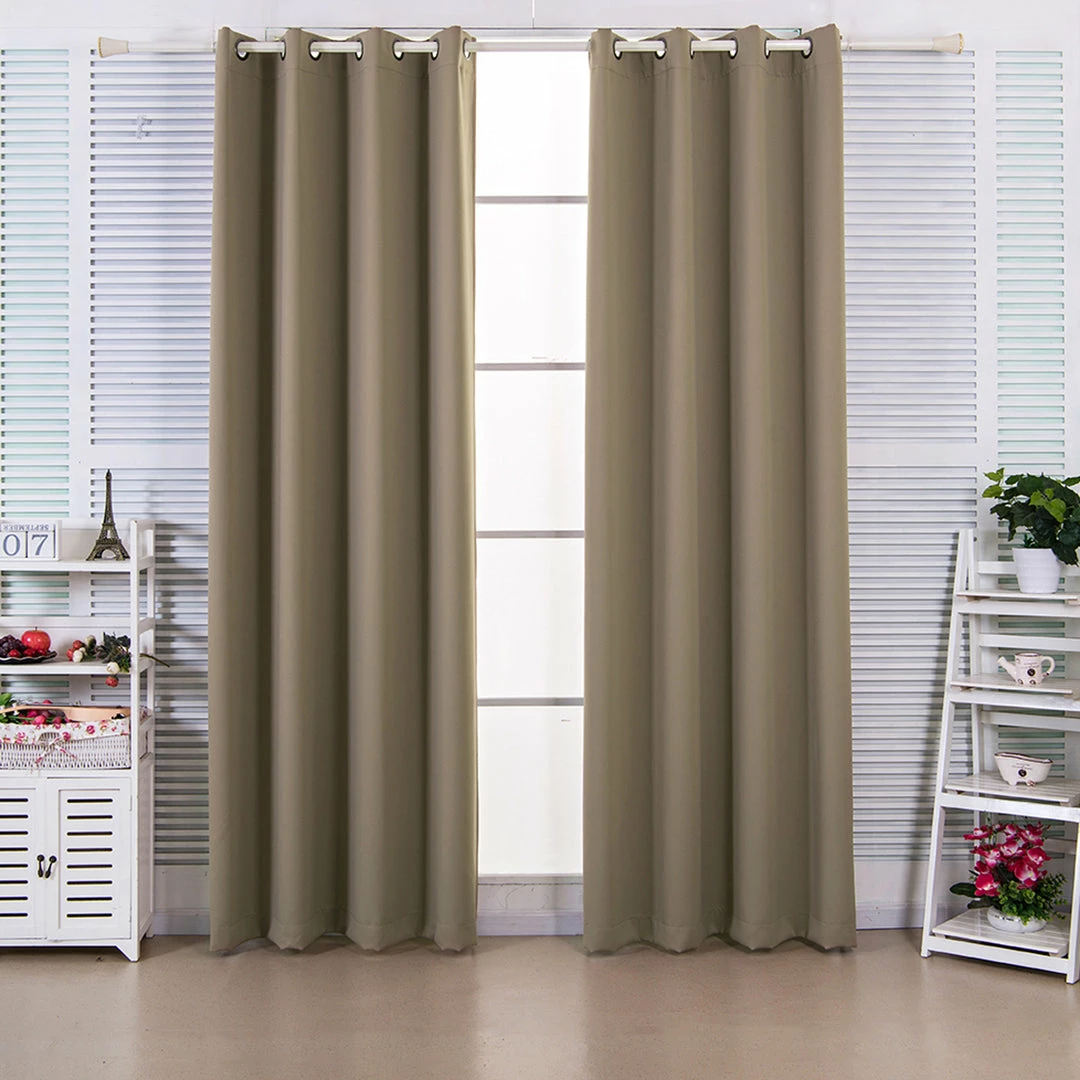 TeamsonUS Teamson Home 63" Ephesus Premium Solid Insulated Thermal Blackout Window Curtain Panels With Grommets, Sepia Brown