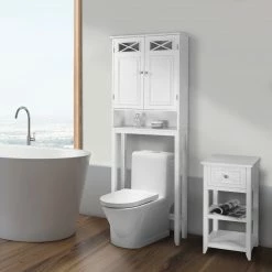 TeamsonUS Teamson Home Dawson Over The Toilet Space Saver Bathroom Storage Cabinet With Adjustable Shelves