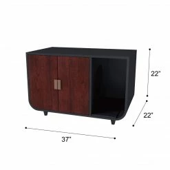 TeamsonUS Teamson Pets Large Dyad Wooden Cat Litter Box Enclosure And Side Table, Mocha Walnut