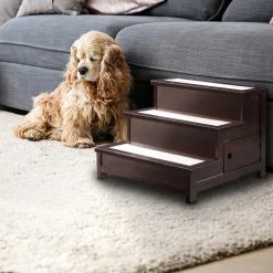 TeamsonUS Teamson Home Mahogany Wood Pet Stairs For Dog Or Cat