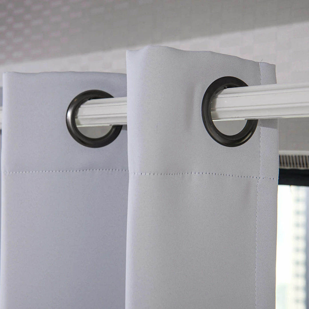 TeamsonUS Teamson Home 63" Corinth Premium Solid Insulated Thermal Blackout Window Curtain Panels With Grommets, Cloud Gray