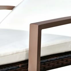 TeamsonUS New Teamson Home 2 Outdoor Wicker Patio Cushioned Chaise Lounge Chairs, Brown/Cream