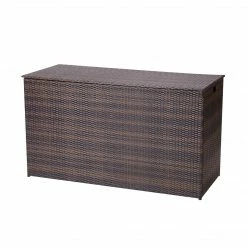 TeamsonUS Teamson Home Outdoor Rattan Wicker 154 Gallon Patio Storage Box With Lining, Brown New