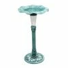 TeamsonUS Teamson Home Decorative Polyresin Lotus Leaf Pedestal Birdbath With LED Light, Green