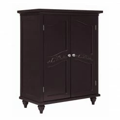 TeamsonUS Teamson Home Versailles Wooden Floor Cabinet With 2 Shelves, Dark Espresso