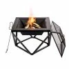 TeamsonUS Teamson Home Outdoor 24" Wood Burning Fire Pit With Tabletop And Decorative Base, Black