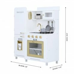 TeamsonUS Teamson Kids Little Chef Mayfair Classic Kids Kitchen Playset With 11 Accessories, White/Gold