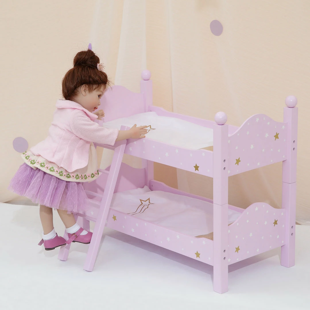 TeamsonUS Kids Olivia's Little World Twinkle Stars Princess Double Bunk Bed For 18" Dolls, Pink