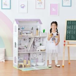 TeamsonUS Olivia's Little World Grand Dollhouse With Garden And Accessories For 12" Dolls, Purple New