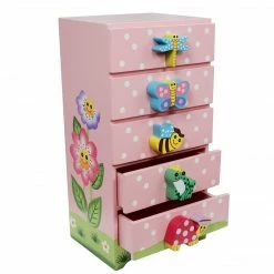TeamsonUS Fantasy Fields Magic Garden Kids Wooden Trinket Chest, Pink