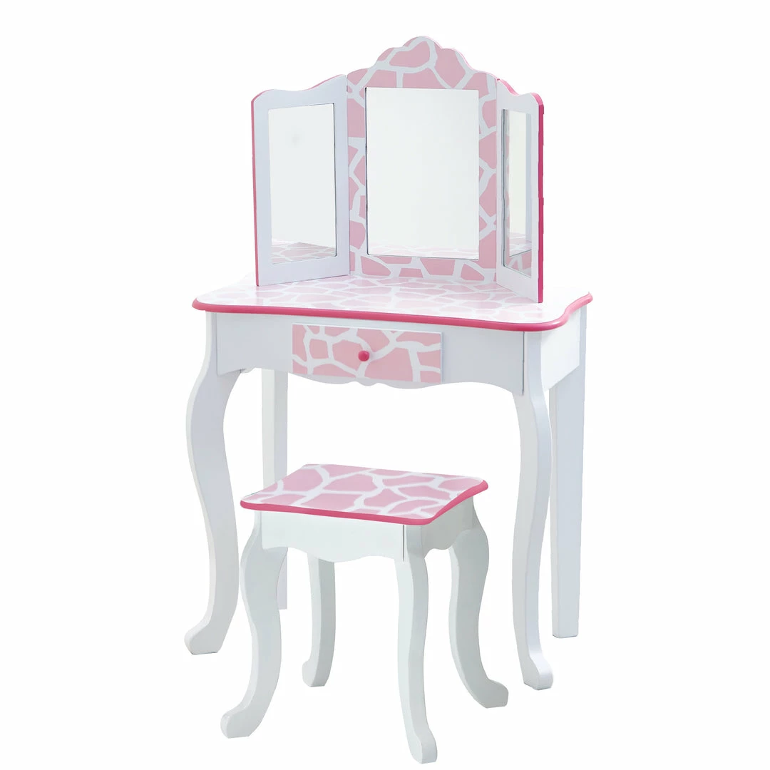 TeamsonUS Fantasy Fields - Fashion Giraffe Prints Gisele Play Vanity Set - Pink / White